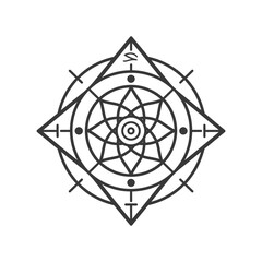 Fototapeta premium Geometric Abstract Design with a Central Flower like Pattern and Crosses