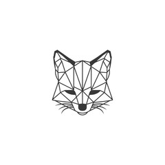 Fototapeta premium Geometric Fox Head Illustration in Black and White