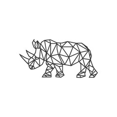 Geometric Line Art Illustration of a Rhinoceros
