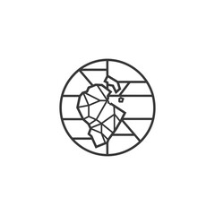 Fototapeta premium Geometric Outline of the World Map Inside a Circle