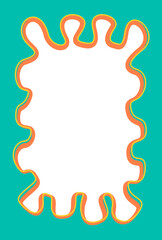 Wavy scallop border shape. Rectangle fun psychedelic hand drawn frame. Doodle cute design for text photo and picture. Groovy child template. Y2K decorative blank.
