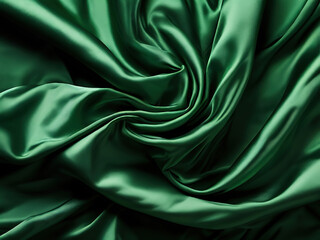 Obraz premium Smooth, flowing emerald green fabric texture.