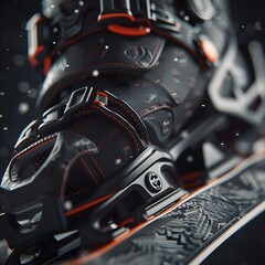 Fototapeta premium A close-up shot of a high-performance ski boot, emphasizing the sleek design and rugged build.