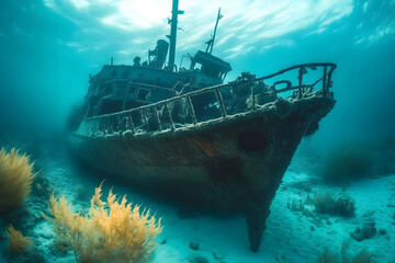 a shipwreck at sea