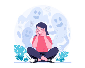 Mental illness or schizophrenia concept illustration