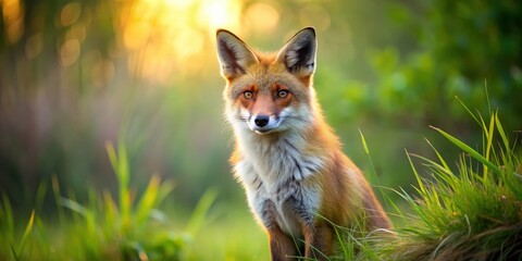 Fototapeta premium Sleek and sophisticated fox with a fur coat in a natural setting, elegant, graceful, animal, wild, predator, nature, beautiful