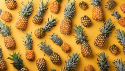 A pattern of pineapples on a yellow background