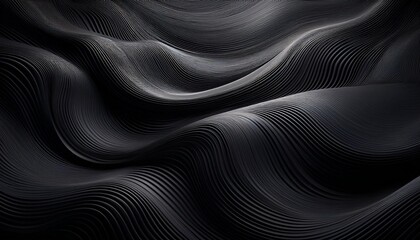 Fototapeta premium Abstract black background with wavy lines, created with Generative Ai Technology