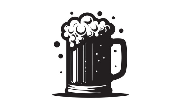 recommend clip art: beer mug, Glass mug of beer, Big mug of beer with foam and bubbles. Hand drawn vector illustration isolated on white background.
