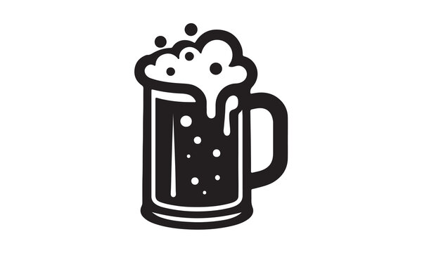 recommend clip art: beer mug, Glass mug of beer, Big mug of beer with foam and bubbles. Hand drawn vector illustration isolated on white background.