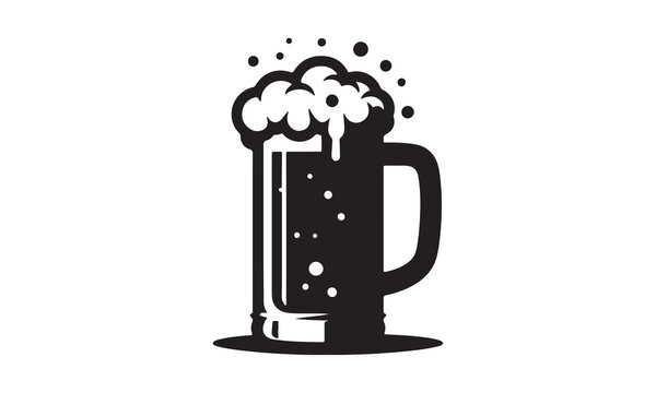 recommend clip art: beer mug, Glass mug of beer, Big mug of beer with foam and bubbles. Hand drawn vector illustration isolated on white background.