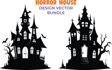 Horror hunted house vector design bundle