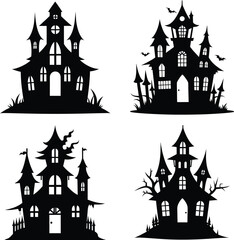 Horror hunted house vector design bundle