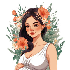 A pregnant woman adorn with flower as a symbol of love and nature vector artwork