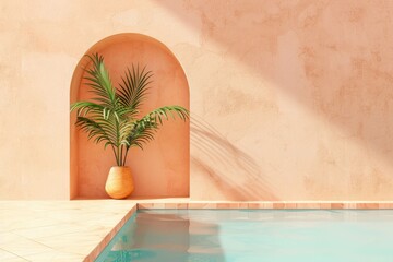 a large empty white frame mockup in a room,regal distinct Indo-Islamic architecture style, sunlight warm with generative ai. Beautiful simple AI generated image in 4K, unique.