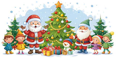 Christmas decoration house tree with Santa