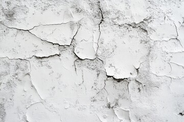 Obraz premium Textured white wall background showcasing distressed surfaces, marks, and fissures. Contemporary gray limestone finish on a white-cement base ideal for interior wallpaper creation