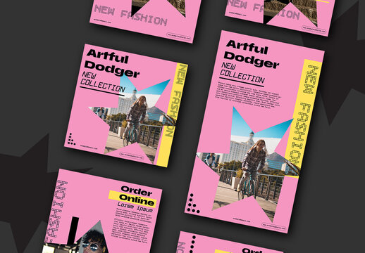 Pink Geometric Social Media Set