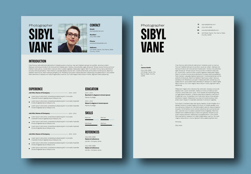Grey Resume with Blue Accents