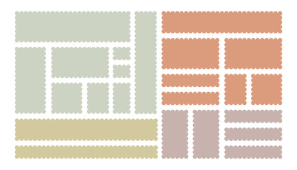 Set of frames in form of rectangles of different sizes with rounded smooth edges. Vector illustration of empty forms for writing text, notes, photos on a white background. Templates for design.