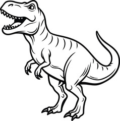 T-Rex Dinosaur Vector Art, High-Quality Line Art Illustration, Black & White, 8K High Resolution, No Background, Silhouette Illustration for CNC, Laser Engraving Design on White Background