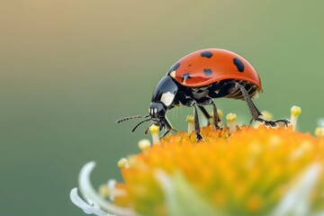 Fototapeta premium Ladybug Close-Up. Beautiful simple AI generated image in 4K, unique.