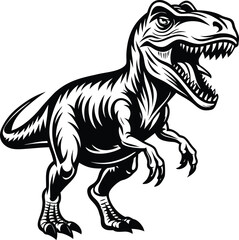 Obraz premium T-Rex Dinosaur Vector Art, High-Quality Line Art Illustration, Black & White, 8K High Resolution, No Background, Silhouette Illustration for CNC, Laser Engraving Design on White Background