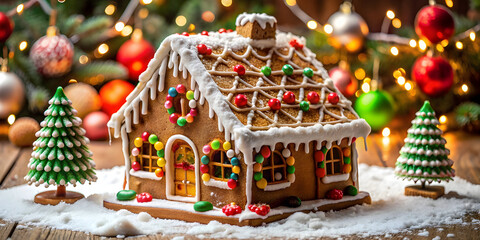 Naklejka premium gingerbread house at Christmas day