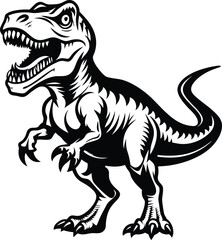 Fototapeta premium T-Rex Dinosaur Vector Art, High-Quality Line Art Illustration, Black & White, 8K High Resolution, No Background, Silhouette Illustration for CNC, Laser Engraving Design on White Background