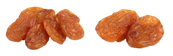 brown raisin isolated on white background with full depth of field