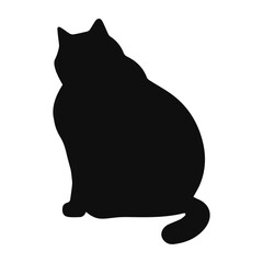 fat Cat black silhouette. Vector 10