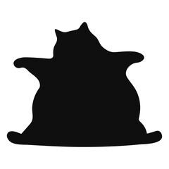 fat Cat black silhouette. Vector 8