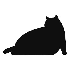 fat Cat black silhouette. Vector 12