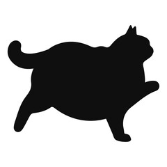 fat Cat black silhouette. Vector 11