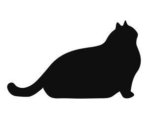 fat Cat black silhouette. Vector 16