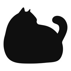 fat Cat black silhouette. Vector 13