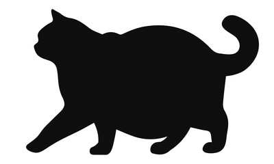 fat Cat black silhouette. Vector illustration