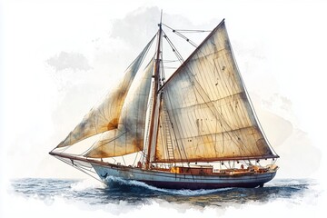 Classic Vintage Sailboat Design for Nautical-Themed Travel and Adventure Projects