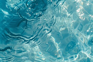 Naklejka premium Crystal clear water with shimmering light reflections creates a calming, almost hypnotic visual, capturing the serene essence of tranquil aquatic environments.