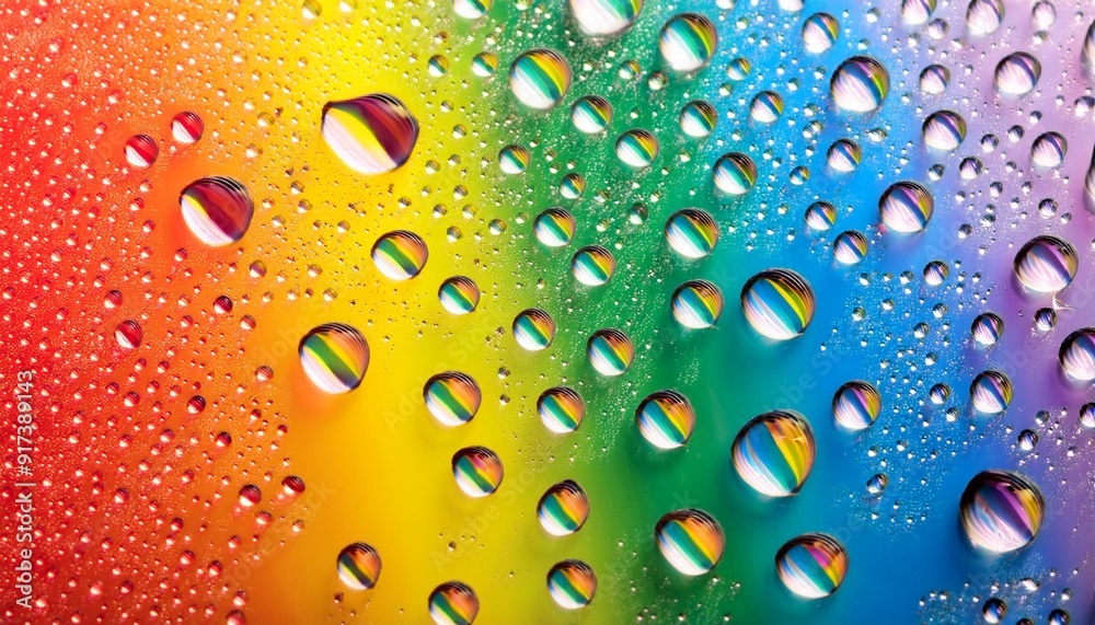 Wall mural water droplets against a rainbow background