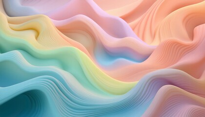Obraz premium Serene abstract background with soft pastel waves, creating a calming and harmonious effect.
