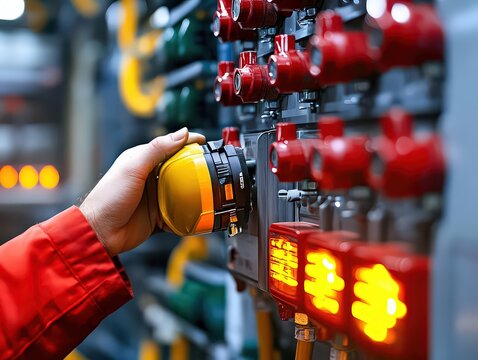 illustration of routine maintenance tasks for a fire alarm system, such as battery replacement and sensor cleaning.