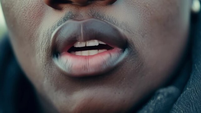 The quivering lip of a refugee trying to hold back their emotions as they try to adapt to their new reality.