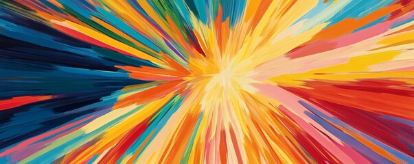 Abstract colorful burst painting with vibrant