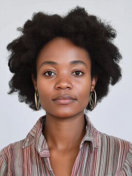 Passbild Portraitaufnahme einer Afro Amerikanerin Afrikanerin