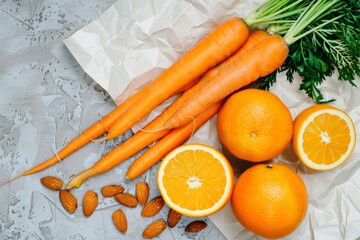 Close-up of bright orange slices on a pink surface. Beautiful simple AI generated image in 4K, unique.