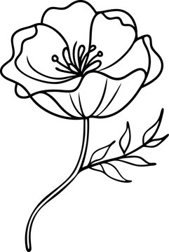 recommend clip art: Simple Black And White Flower Drawing With Leaves