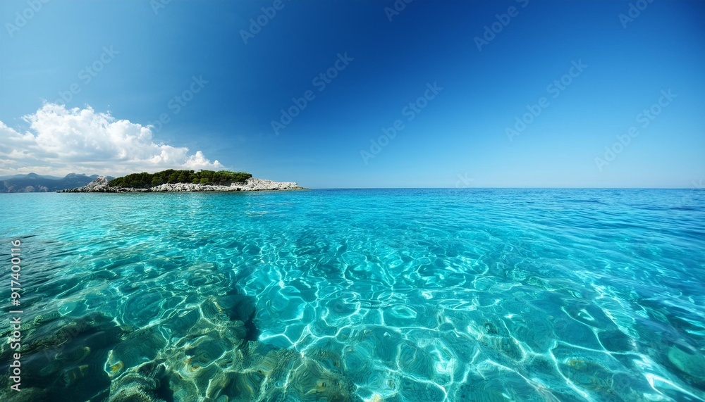 Wall mural high definition photo of crystal clear blue water uhd wallpaper