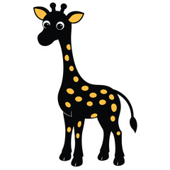 Obraz premium giraffe cartoon black color vector silhouette, 