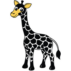 Fototapeta premium giraffe cartoon black color vector silhouette, 